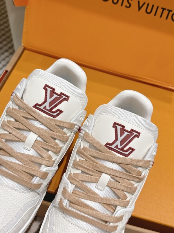 sy_no_9F3C31C8224460E1133D2E780F96EBB2_5 Louis Vuitton LV Skate / LV Trainer Maxi White, Khaki & Burgundy Sneakers