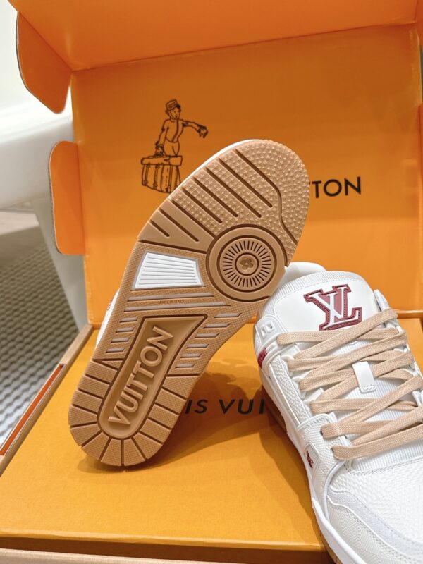 sy_no_9F3C31C8224460E1133D2E780F96EBB2_8 Louis Vuitton LV Skate / LV Trainer Maxi White, Khaki & Burgundy Sneakers