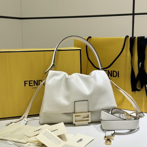 Fendi Mamma Baguette Shoulder Bag – White