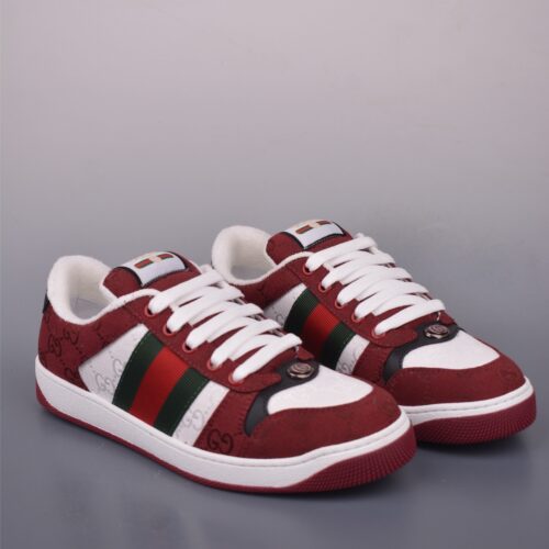 sy_no_A17EB36FE52C9C65E690F4B977E6D558_0 Gucci Screener Burgundy GG Canvas & White Leather Sneaker