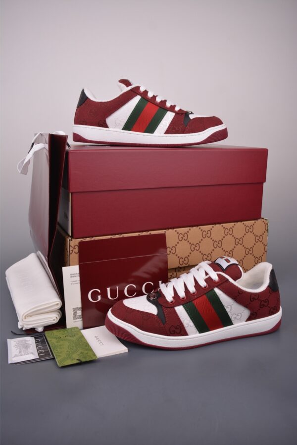 sy_no_A17EB36FE52C9C65E690F4B977E6D558_4 Gucci Screener Burgundy GG Canvas & White Leather Sneaker