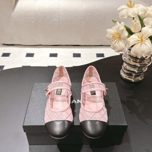 sy_no_A267E62EBC32499E2628BC1D981A8780_0 Chanel Mary Jane Ballet Flats in Sakura Pink & Black