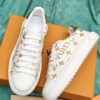 sy_no_A26AA54C5EB37A9398E8F95508F28F23_2 Louis Vuitton Time Out White & Gold Platform Sneakers