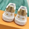 sy_no_A26AA54C5EB37A9398E8F95508F28F23_7 Louis Vuitton Time Out White & Gold Platform Sneakers
