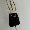 sy_no_A2D84A419578216FCD60235F87510C21_0 Prada Hand-Embroidered Mini Bucket Shoulder Bag with Chain Strap