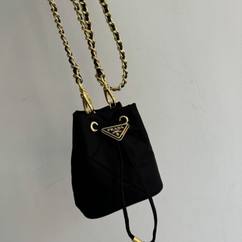 sy_no_A2D84A419578216FCD60235F87510C21_0 Prada Hand-Embroidered Mini Bucket Shoulder Bag with Chain Strap