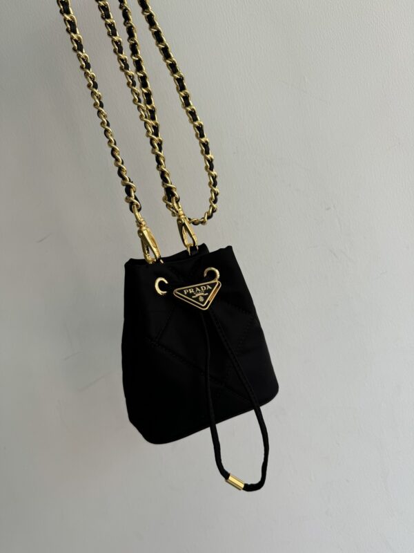 sy_no_A2D84A419578216FCD60235F87510C21_0 Prada Hand-Embroidered Mini Bucket Shoulder Bag with Chain Strap