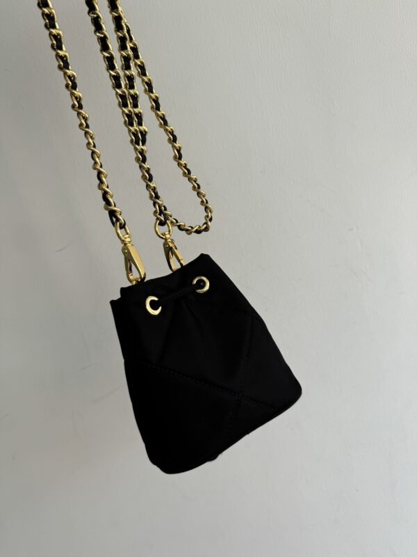 sy_no_A2D84A419578216FCD60235F87510C21_1 Prada Hand-Embroidered Mini Bucket Shoulder Bag with Chain Strap