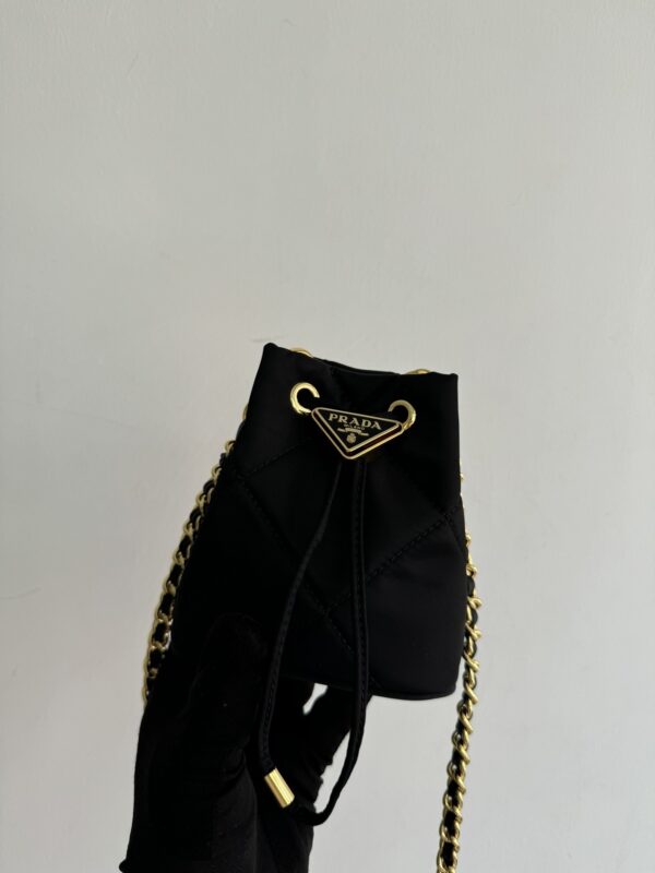 sy_no_A2D84A419578216FCD60235F87510C21_2 Prada Hand-Embroidered Mini Bucket Shoulder Bag with Chain Strap