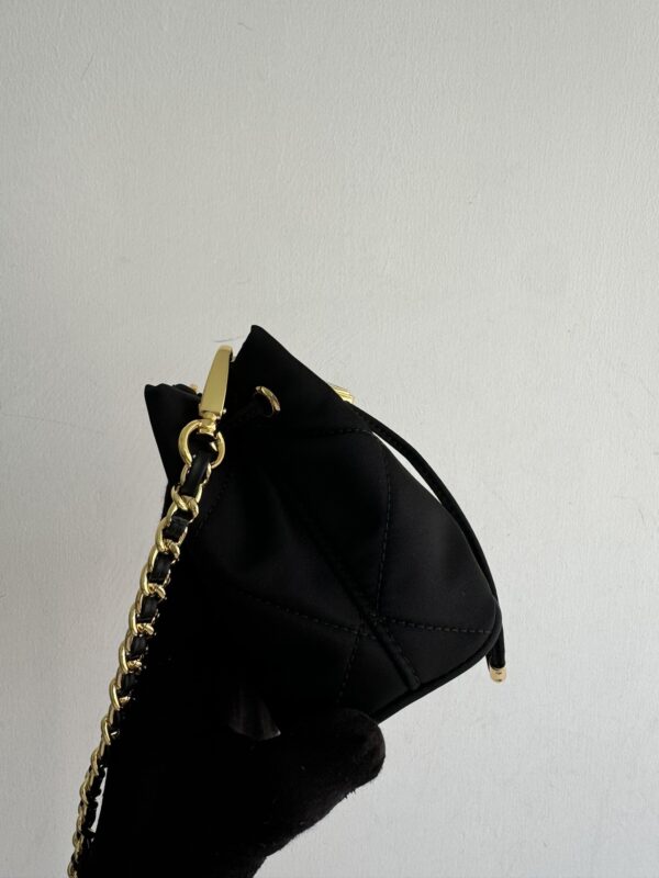 sy_no_A2D84A419578216FCD60235F87510C21_3 Prada Hand-Embroidered Mini Bucket Shoulder Bag with Chain Strap