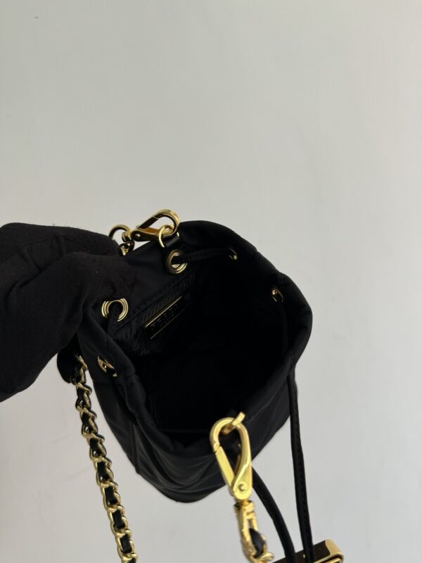 sy_no_A2D84A419578216FCD60235F87510C21_6 Prada Hand-Embroidered Mini Bucket Shoulder Bag with Chain Strap