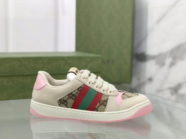 sy_no_A32DC9ECE3863601F5187870C5759ADB_2 Gucci Screener Beige & Pink GG Supreme Canvas Sneakers
