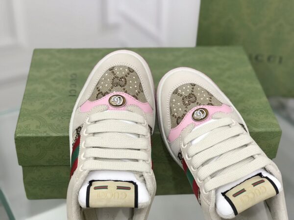 sy_no_A32DC9ECE3863601F5187870C5759ADB_6 Gucci Screener Beige & Pink GG Supreme Canvas Sneakers