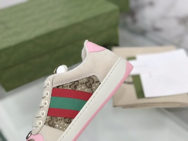 sy_no_A32DC9ECE3863601F5187870C5759ADB_7 Gucci Screener Beige & Pink GG Supreme Canvas Sneakers