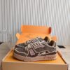 sy_no_A35984662CE77D83F042474B060D3CCA_1 Louis Vuitton LV Trainer Taupe Brown & Snake-Textured Sneakers
