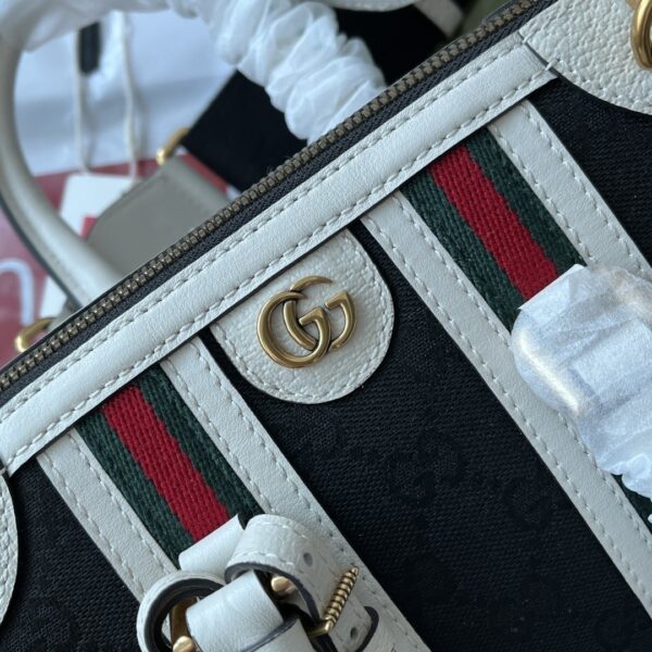 Gucci Exquisite Mini Canvas Top Handle Bag – Ivory Leather & Black Canvas