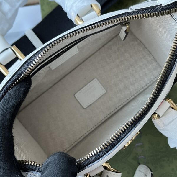Gucci Exquisite Mini Canvas Top Handle Bag – Ivory Leather & Black Canvas