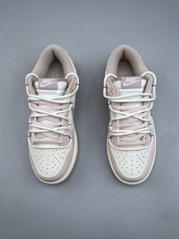 sy_no_A3E1C6A099ACF4164700B3B76FCD0910_4 Nike Dunk Low “Cream Pink & Taupe Swoosh” Double Lace Sneakers