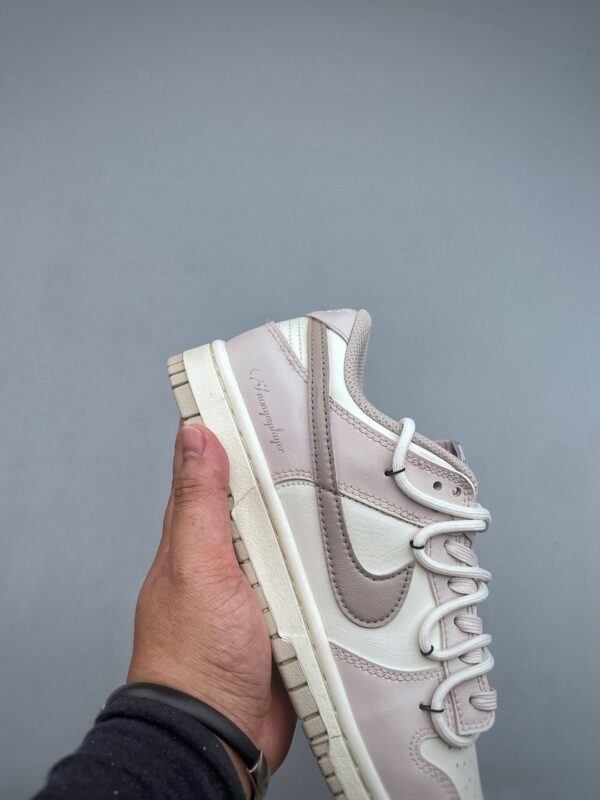 sy_no_A3E1C6A099ACF4164700B3B76FCD0910_5 Nike Dunk Low “Cream Pink & Taupe Swoosh” Double Lace Sneakers