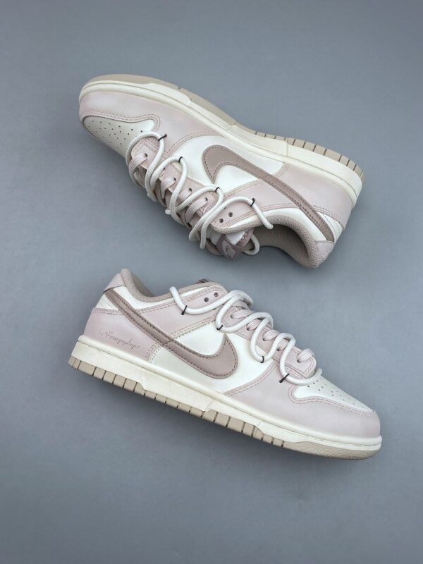 sy_no_A3E1C6A099ACF4164700B3B76FCD0910_8 Nike Dunk Low “Cream Pink & Taupe Swoosh” Double Lace Sneakers
