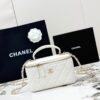 Chanel Vanity Case with Handle – Quilted Lambskin Chain Bag (White)