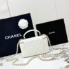 Chanel Vanity Case with Handle – Quilted Lambskin Chain Bag (White)