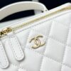 Chanel Vanity Case with Handle – Quilted Lambskin Chain Bag (White)