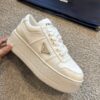 Prada Downtown White Leather Platform Sneakers