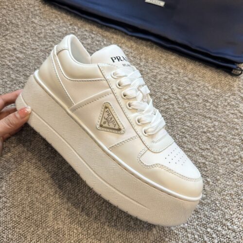 sy_no_A54ABE5923950D915EFAD64EF2BA1FDE_0 Prada Downtown White Leather Platform Sneakers