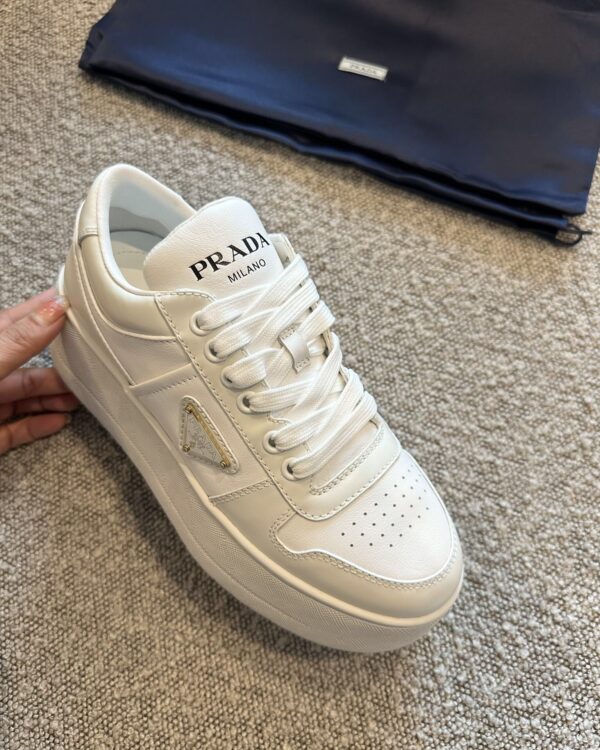Prada Downtown White Leather Platform Sneakers