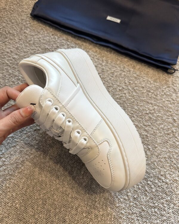 Prada Downtown White Leather Platform Sneakers