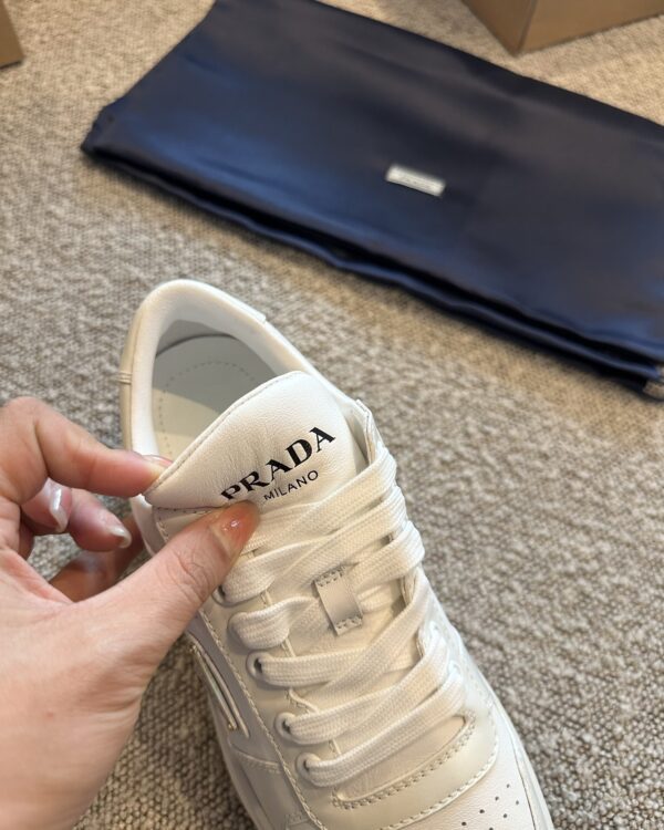 Prada Downtown White Leather Platform Sneakers