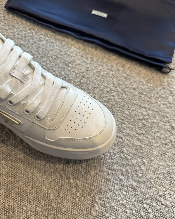 Prada Downtown White Leather Platform Sneakers