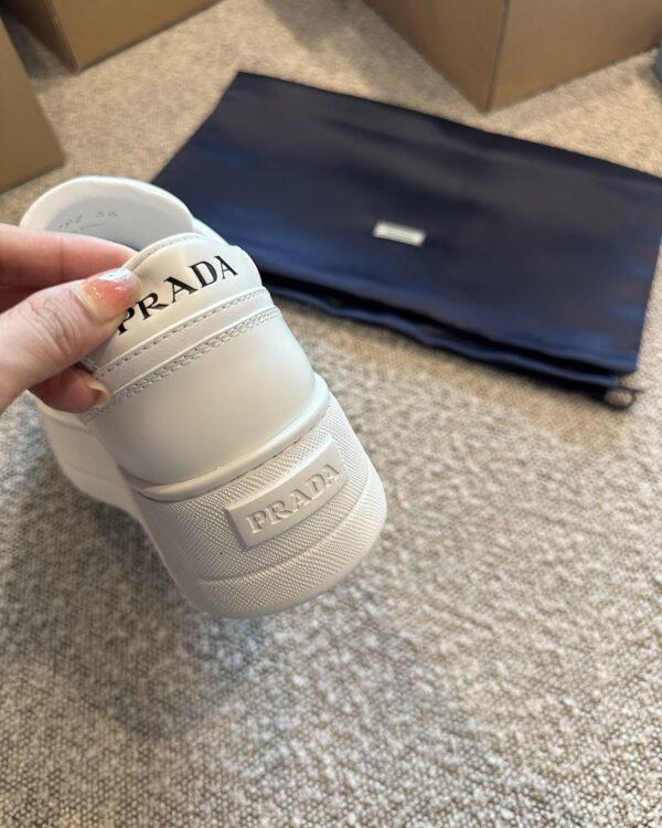 Prada Downtown White Leather Platform Sneakers
