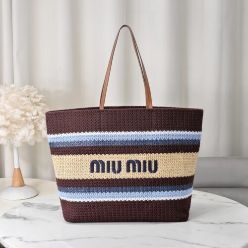 sy_no_A5CCD29456B865F175C26F9CCB4227E8_0 Miu Miu Women's Large Woven Fabric Tote/Shoulder Bag