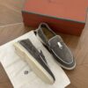 sy_no_A5F23FDA2E78609ED1BC191EEFE945D6_1 Loro Piana Summer Charms Walk Dark Taupe & Grey Suede Loafers