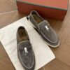 sy_no_A5F23FDA2E78609ED1BC191EEFE945D6_2 Loro Piana Summer Charms Walk Dark Taupe & Grey Suede Loafers