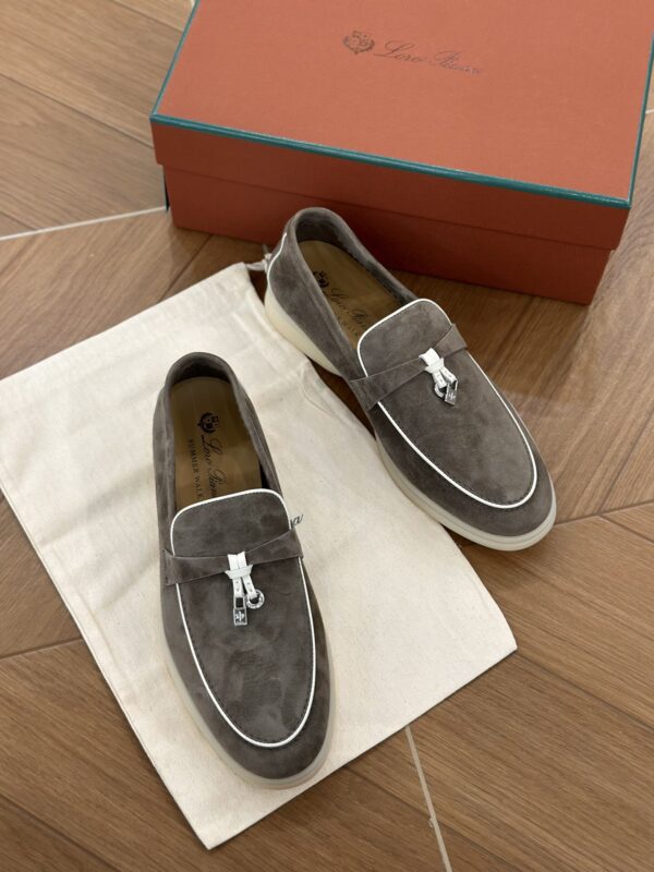 sy_no_A5F23FDA2E78609ED1BC191EEFE945D6_2 Loro Piana Summer Charms Walk Dark Taupe & Grey Suede Loafers
