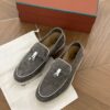 sy_no_A5F23FDA2E78609ED1BC191EEFE945D6_3 Loro Piana Summer Charms Walk Dark Taupe & Grey Suede Loafers