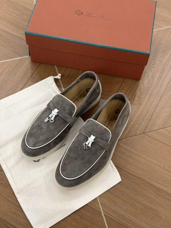 sy_no_A5F23FDA2E78609ED1BC191EEFE945D6_3 Loro Piana Summer Charms Walk Dark Taupe & Grey Suede Loafers