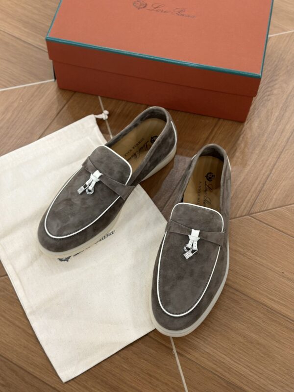 sy_no_A5F23FDA2E78609ED1BC191EEFE945D6_4 Loro Piana Summer Charms Walk Dark Taupe & Grey Suede Loafers