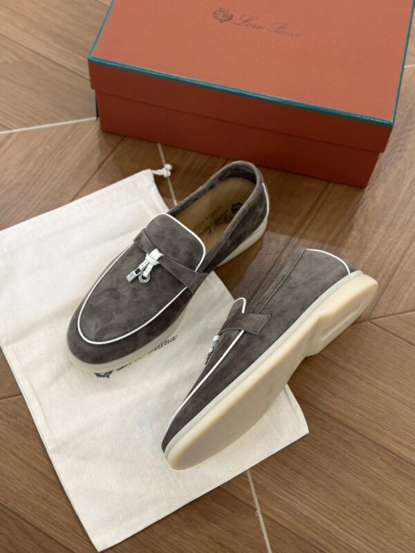 sy_no_A5F23FDA2E78609ED1BC191EEFE945D6_5 Loro Piana Summer Charms Walk Dark Taupe & Grey Suede Loafers