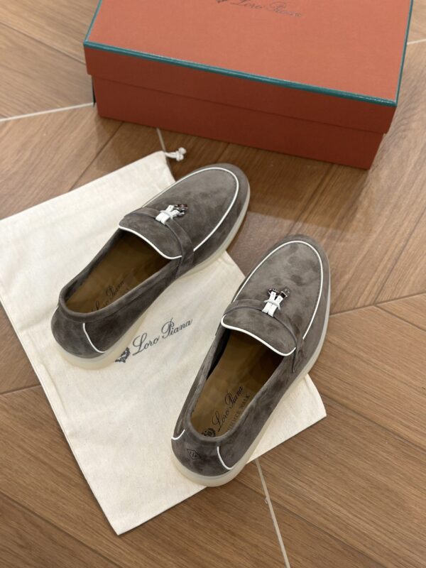 sy_no_A5F23FDA2E78609ED1BC191EEFE945D6_6 Loro Piana Summer Charms Walk Dark Taupe & Grey Suede Loafers