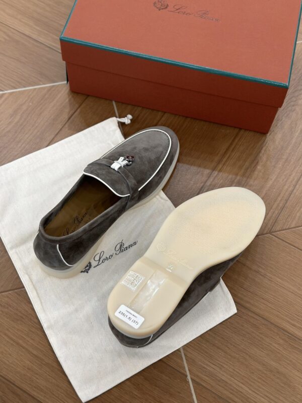 sy_no_A5F23FDA2E78609ED1BC191EEFE945D6_8 Loro Piana Summer Charms Walk Dark Taupe & Grey Suede Loafers