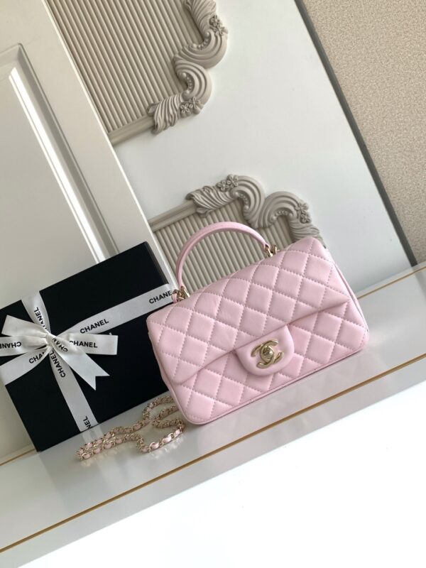 sy_no_A7416417DA65570CDE294FF0F58B32F4_1 Pink Mini Quilted Leather Top-Handle Flap Bag