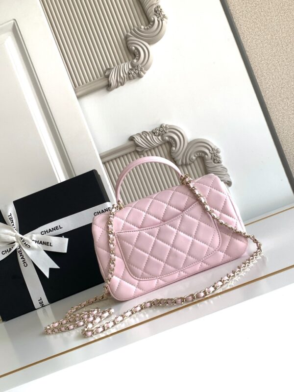 sy_no_A7416417DA65570CDE294FF0F58B32F4_2 Pink Mini Quilted Leather Top-Handle Flap Bag