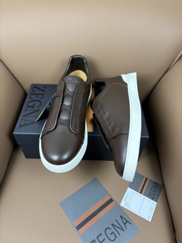 sy_no_A7BCDF181817C65899D5DEA1295A6816_1 Dark Brown & Mocha Smooth Leather Slip-On Sneakers