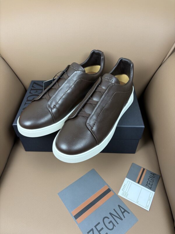 sy_no_A7BCDF181817C65899D5DEA1295A6816_2 Dark Brown & Mocha Smooth Leather Slip-On Sneakers