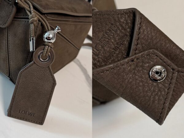 Loewe Mini Featherlight Puzzle Bag – Grained Nubuck Leather