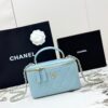 Chanel Vanity Case with Handle – Quilted Lambskin Chain Bag (Blue)